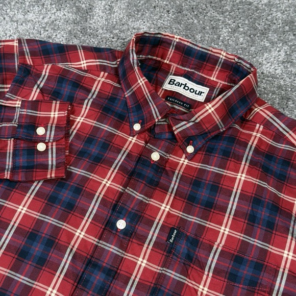 Barbour Other - Barbour Tartan Button Down Shirt Men's Medium Red Blue Tailored Fit Plaid